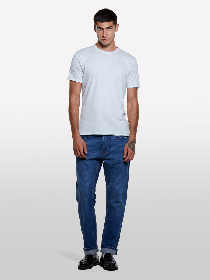 Light blue slim fit short sleeve t-shirt - men's short sleeve t-shirts - Light Blue | Sisley image number 1